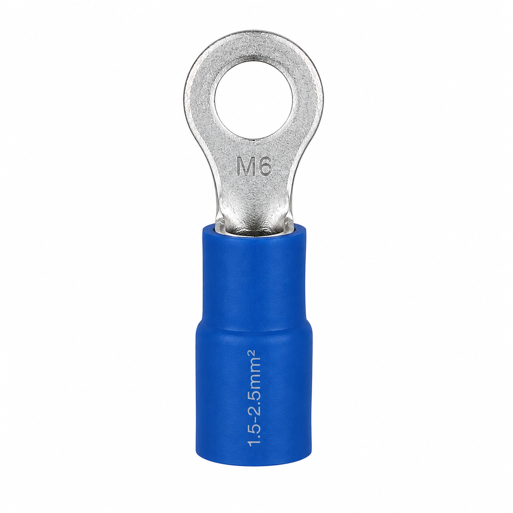 SUNFINE RING PREINSULATED CRIMP TERMINAL 1.5MM - 2.5MM X M6 BLUE