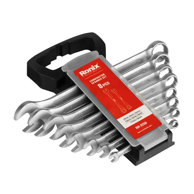 RONIX 8PCS COMBINATION SPANNER SET WITH PLASTIC BRACKET(6,8,10,12,14,15,17,19)