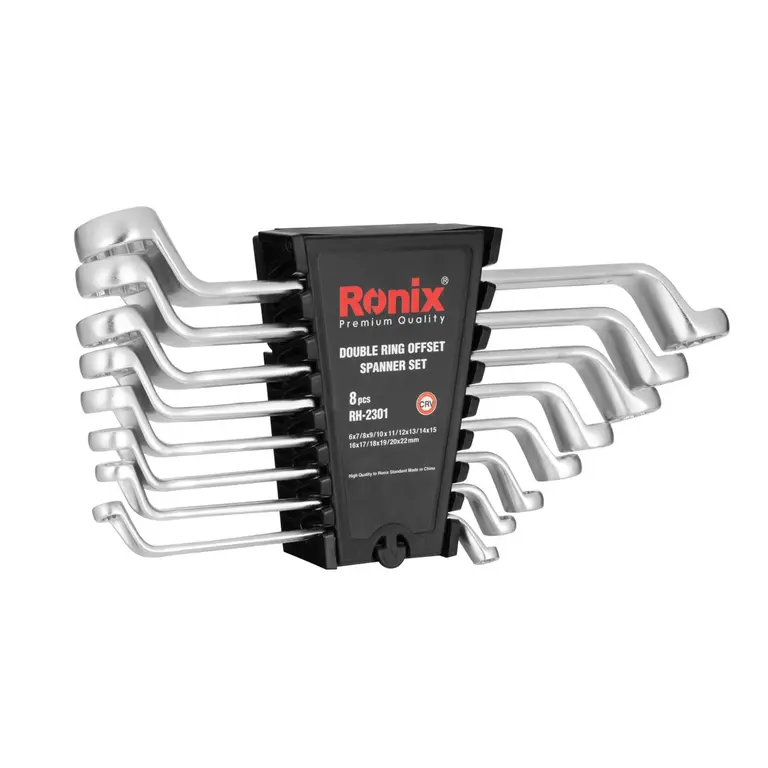 RONIX 8PCS / SPANNER SET RING OFFSET + PLASTIC RACK