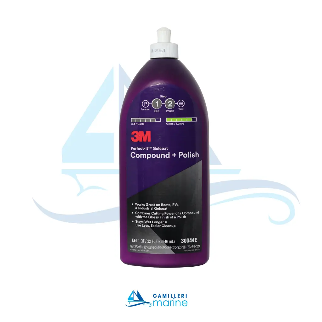 3M PERFECT-IT GELCOAT COMPOUND + POLISH 30344E, 1 QT (32 FL OZ/946 ML)