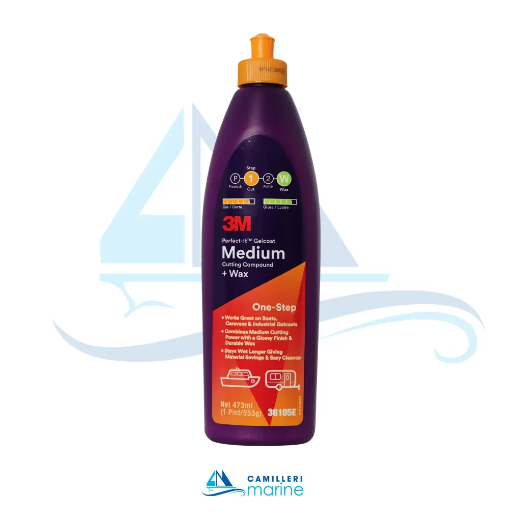 3M PERFECT-IT GELCOAT MEDIUM CUTTING COMPOUND + WAX, 36105E, PINT (473 ML)