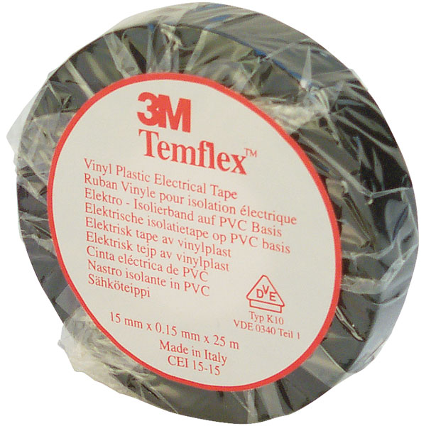 3M TEMFLEX 1500 ELECTRICAL TAPE 15MMX10M GREEN/YELLOW