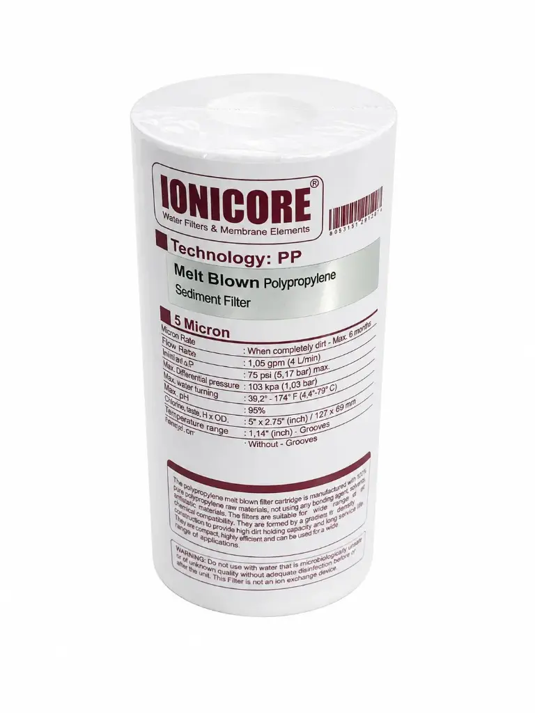 IONICORE 5 MICRON WATER FILTER CARTRIDGE 5"
