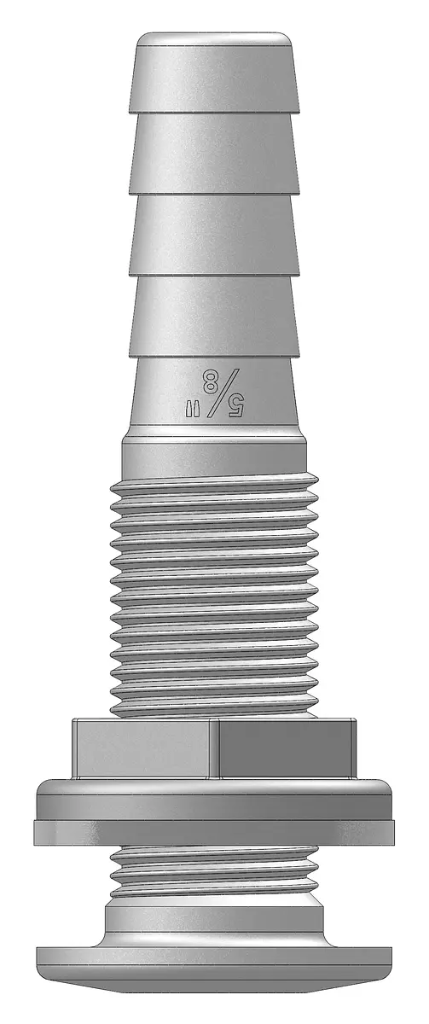 TRUDESIGN DOMED THRU HULL SKIN FITTING TAIL 16MM 1/2” BSP WHITE