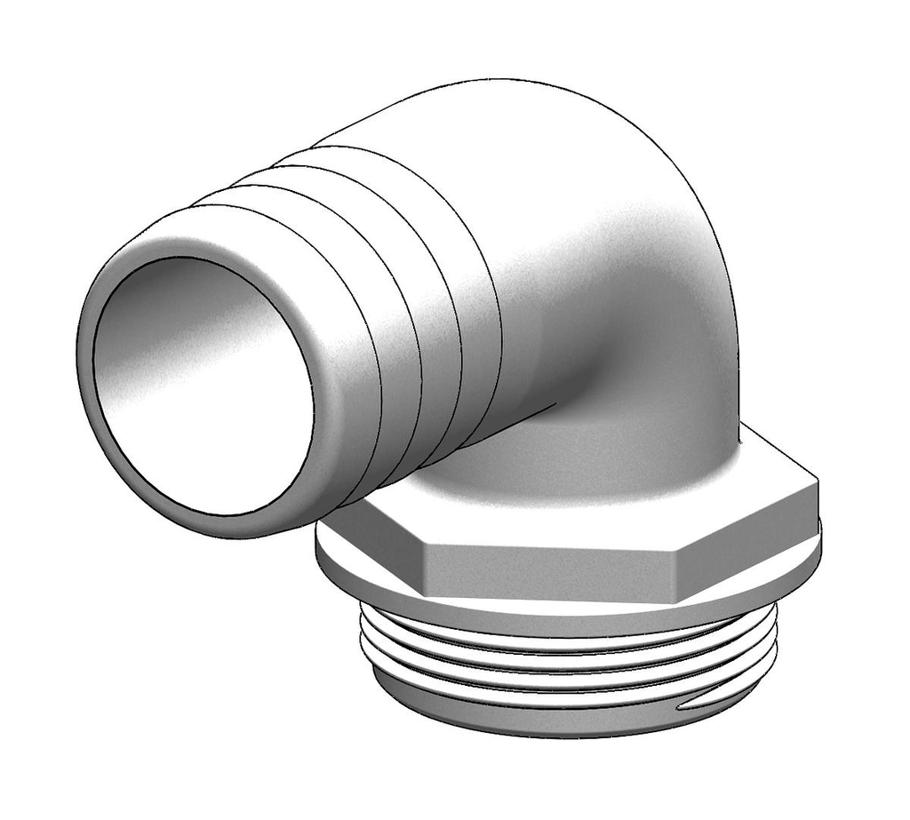 TRUDESIGN 90° ELBOW 38MM TAIL - 1 1/2" MALE BSP WHITE