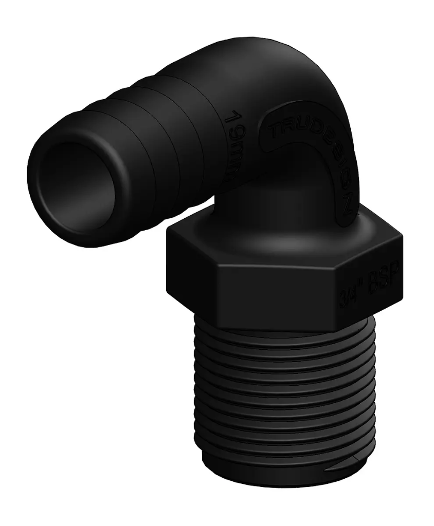 TRUDESIGN TAIL 19MM 3/4" BSP LONG THREAD 90 ELBOW