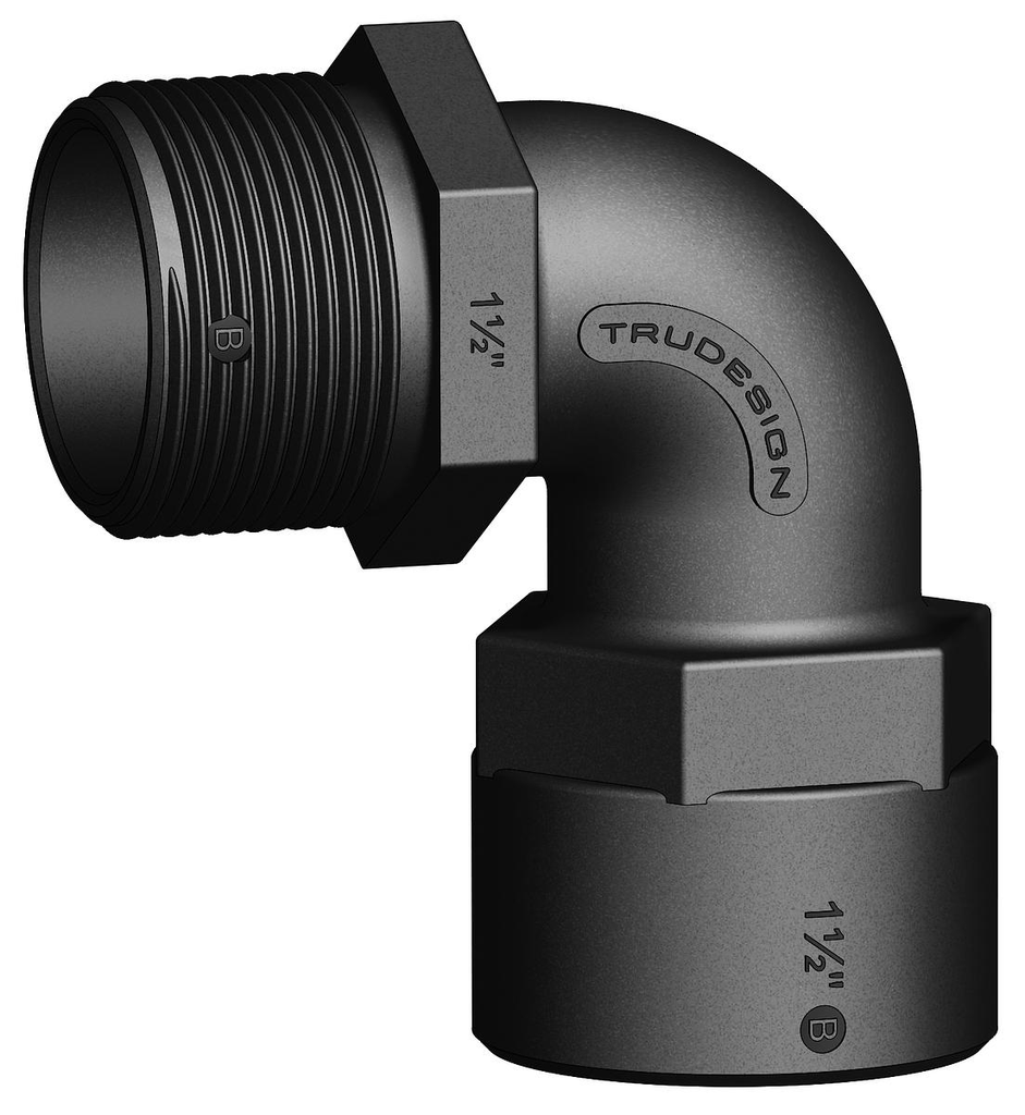 TRUDESIGN 90° ELBOW 1 1/2" BSP FEMALE - 1 1/2" BSP MALE