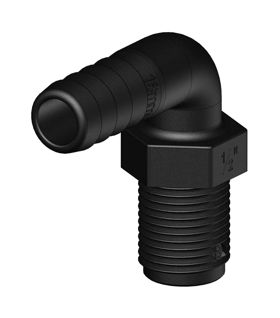 TRUDESIGN TAIL 16MM 1/2” MALE BSP LONG THREAD 90° ELBOW