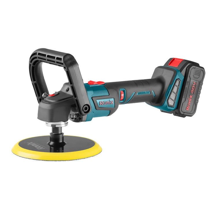RONIX CORDLESS BRUSHLESS POLISHER 180MM PAD 40V 2AH 6 SPEED INCLUDING X2 BATTERIES