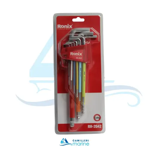[RNX-RH-2042] RONIX 9PCS MULTI COLOR HEX KEY SET, LONG ARM BALL END