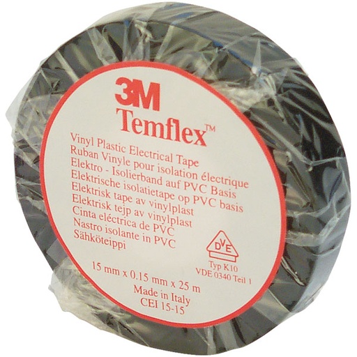 [3M-80457] 3M TEMFLEX 1500 ELECTRICAL TAPE 15MMX10M GREEN/YELLOW