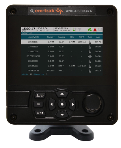 [EMT-425-0012] EM-TRAK A200 CLASS A COMMERCIAL AIS TRANSCEIVER WITH INTEGRATED GPS (SOLAS & INLAND WATERWAY APPROVED) INCLUDING WIFI, NMEA 2000 & NMEA 0183 CONNECTIVITY